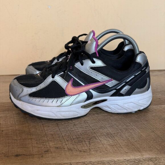 Nike Shoes - Nike Compete Running Shoes Sneakers Black Silver pink Womens Size 8.5